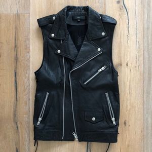 Like New Black Leather Vest Sz Small